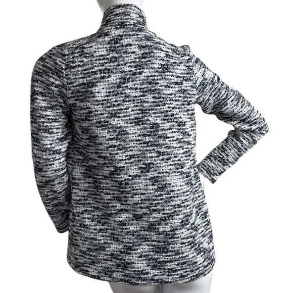 Vince Camuto Navy grey White Waterfall draped Front Long Sleeve jacket Sweater S - Picture 6 of 15